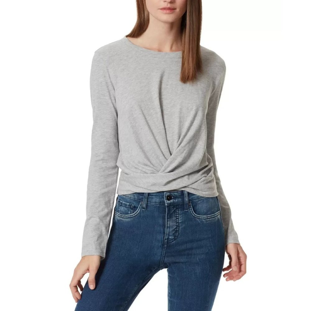 FRAYED DENIM Cotton Romi Twist-Front Top Gray Size L MSRP $50